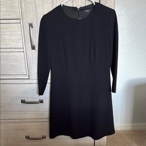 Theory Black Sheath Dress Long Sleeve Crew Neck